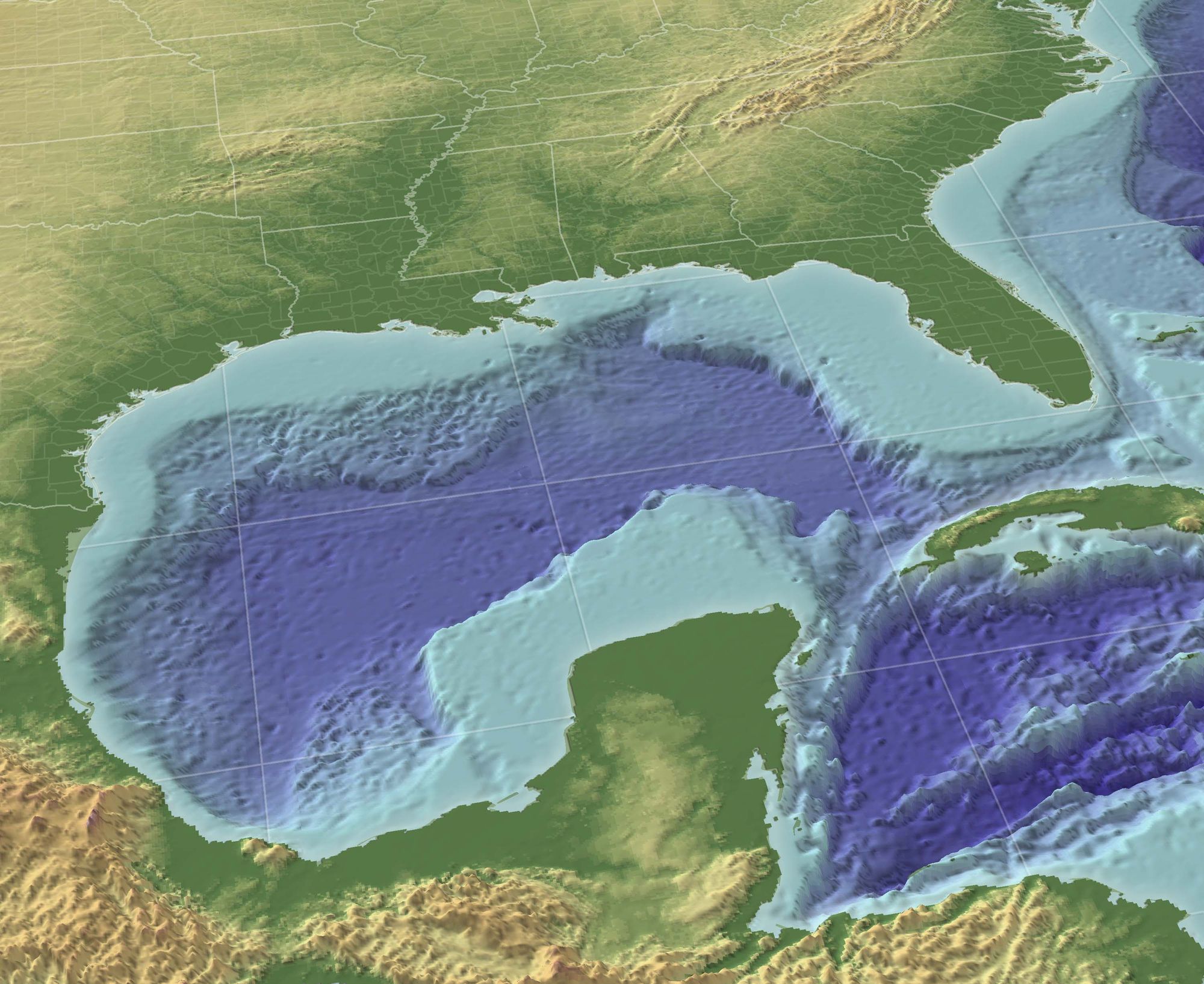 Gulf of Mexico 3D by NOAA, Wikimedia Commons
