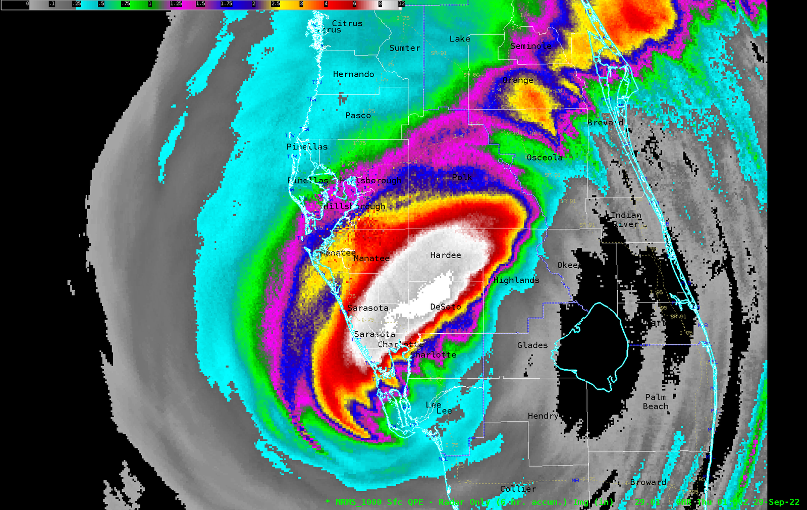 Hurricane Ian rainfall totals by National Weather Service, Wikimedia Commons